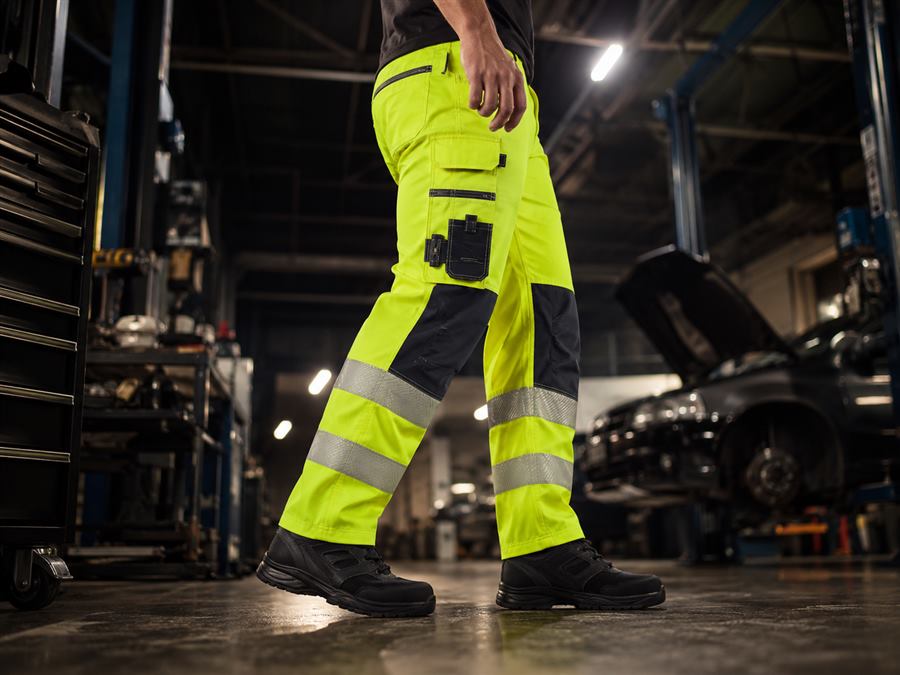 Construction worker in a high visibility safety vest